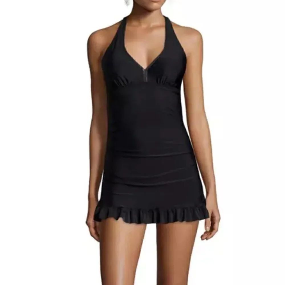 Assets By Sara Blakely Spanx Black Halter Swim Dress in Size XL